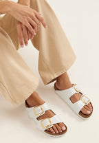 Læder Slip-In Sandaler med Store Spænder