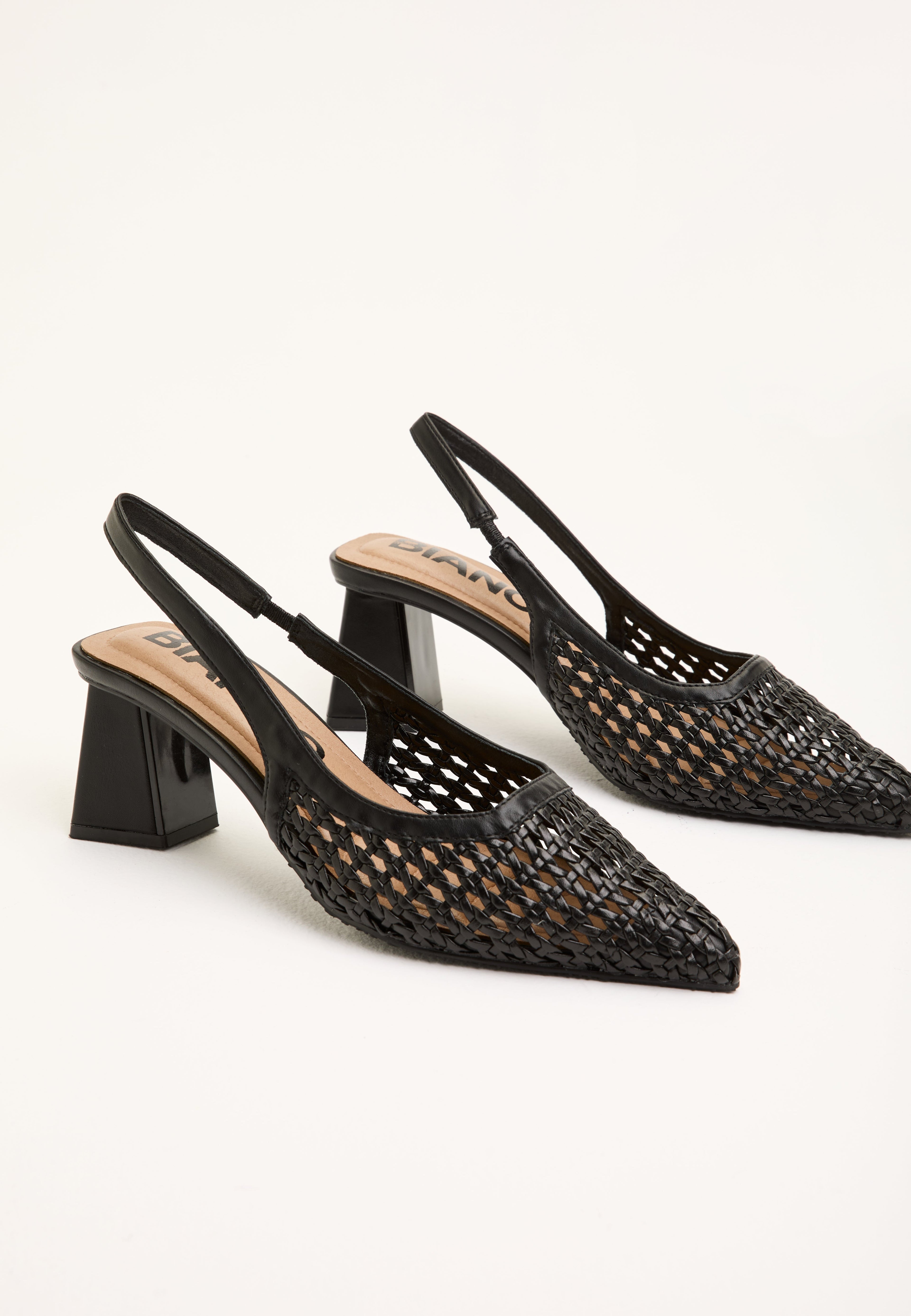Slingback Pumps med Spids Tå og Flettedetalje