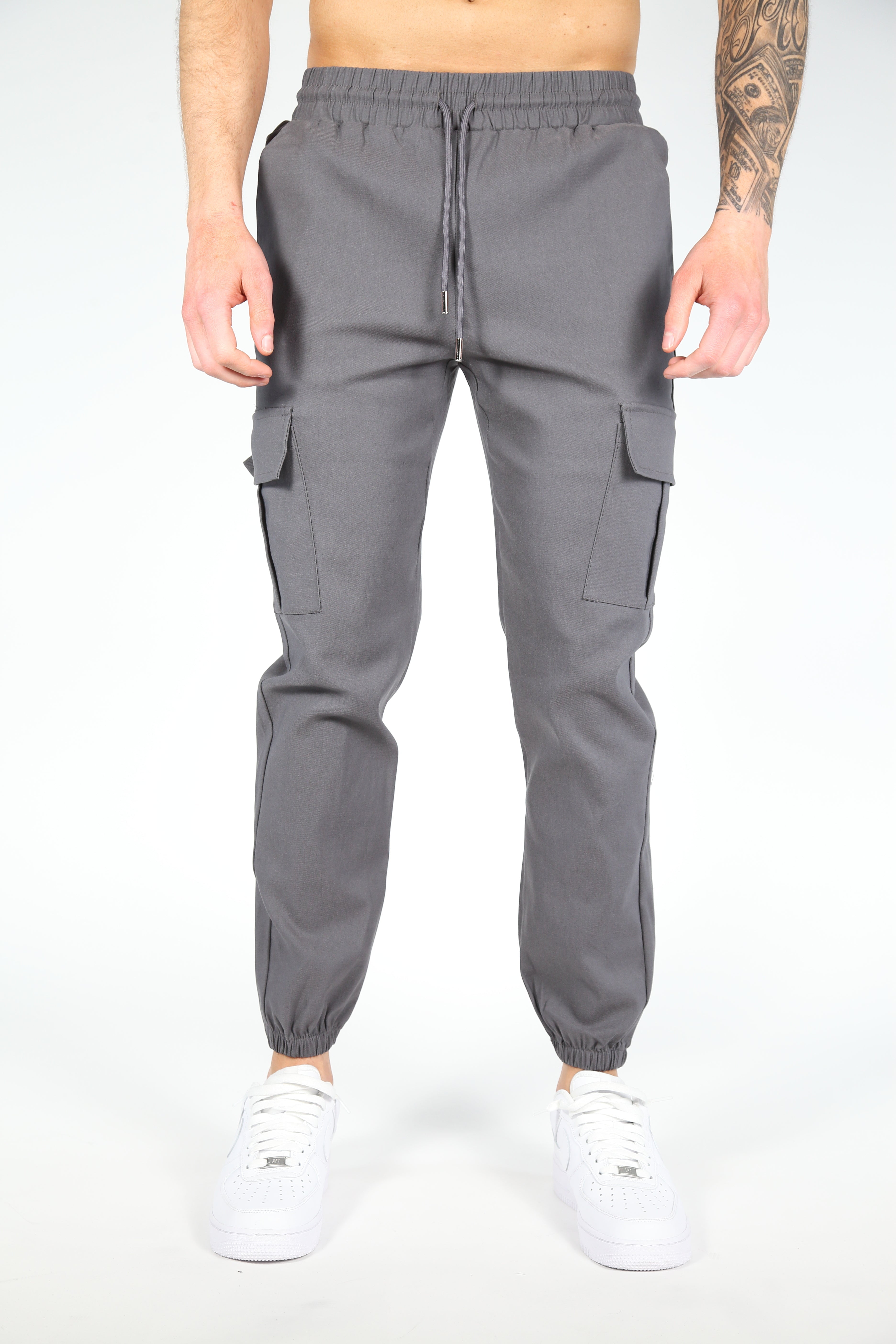 Valenci Cargo Bukser med Slim Fit og Stretch Komfort Grät