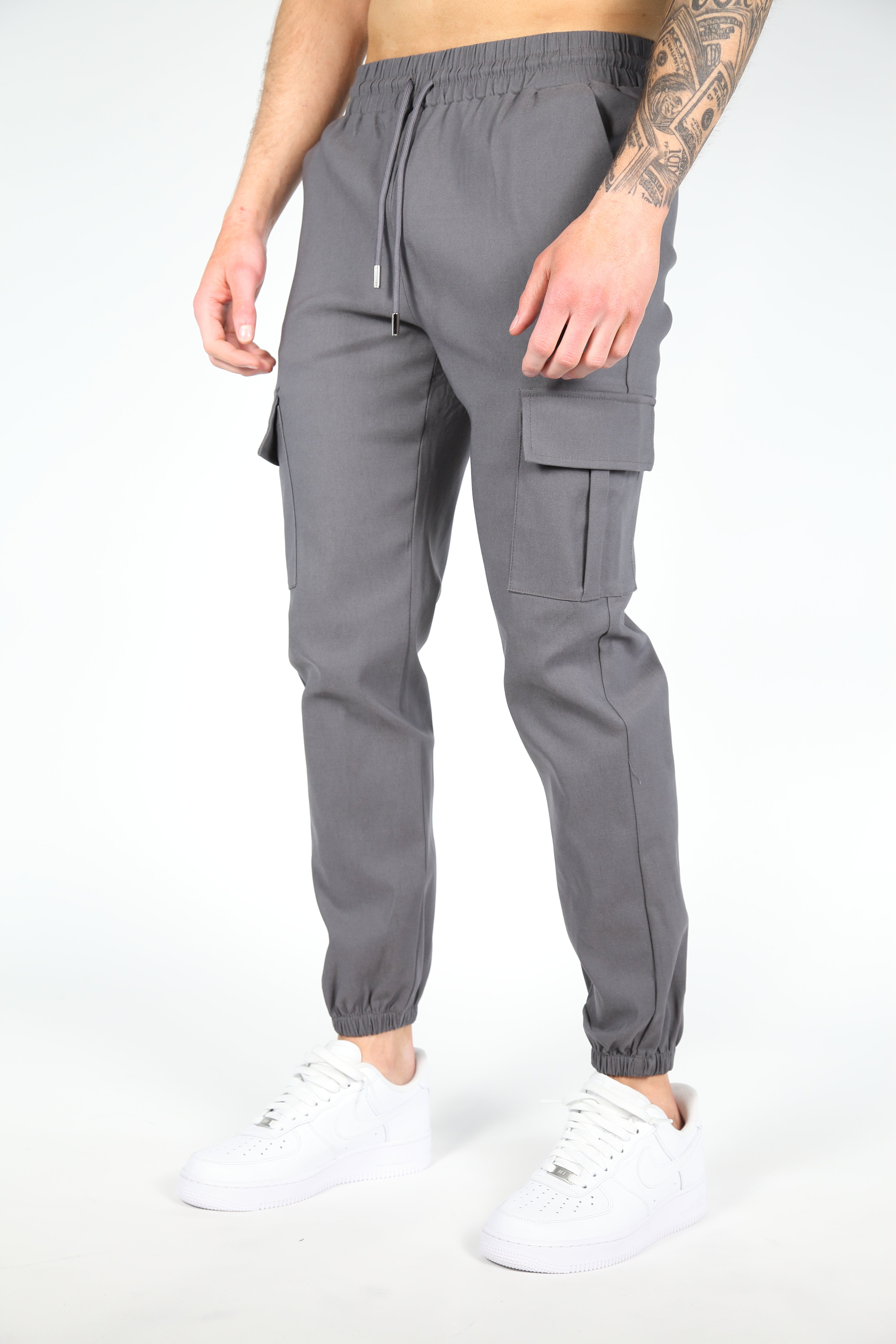 Valenci Cargo Bukser med Slim Fit og Stretch Komfort Grät