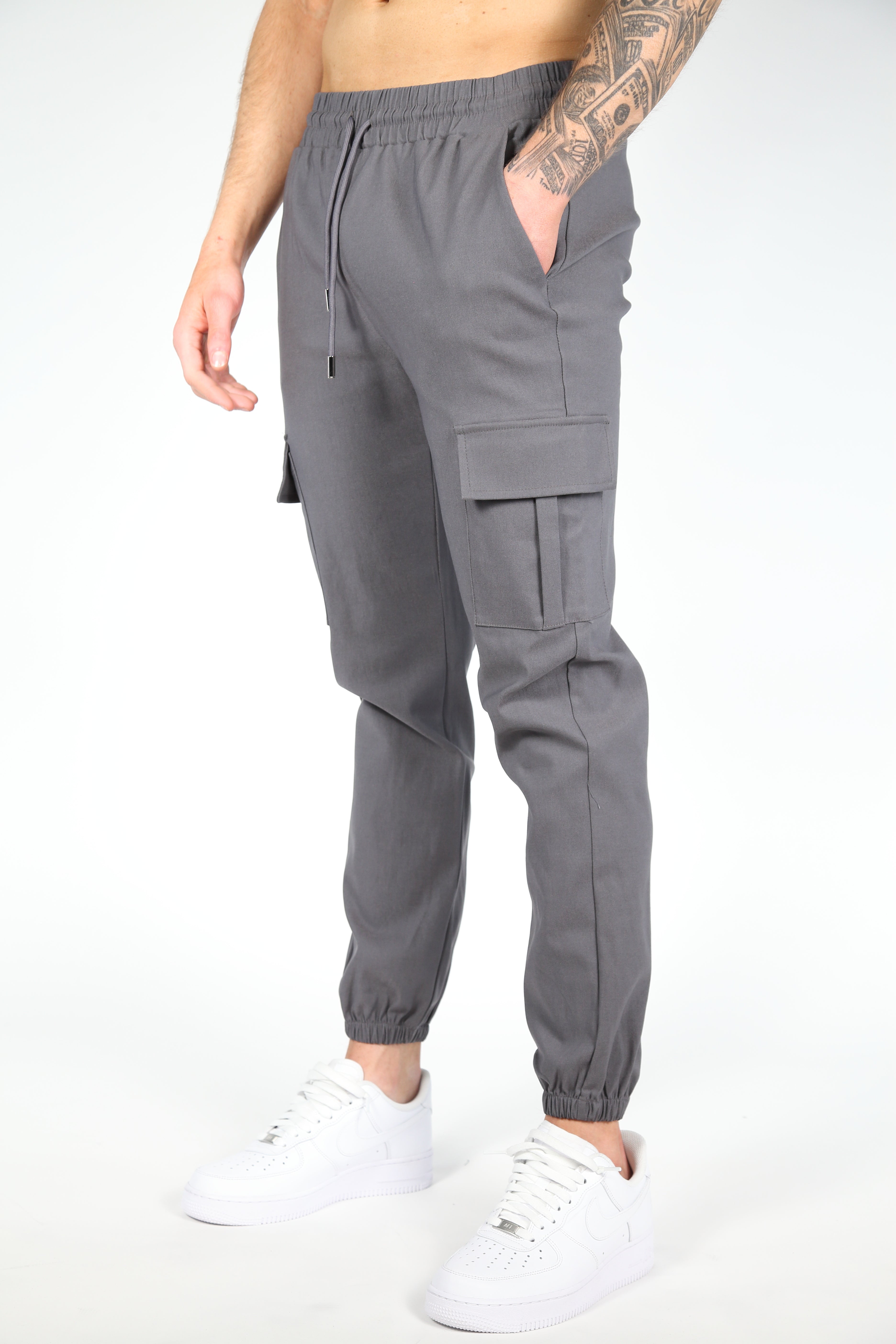 Valenci Cargo Bukser med Slim Fit og Stretch Komfort Grät
